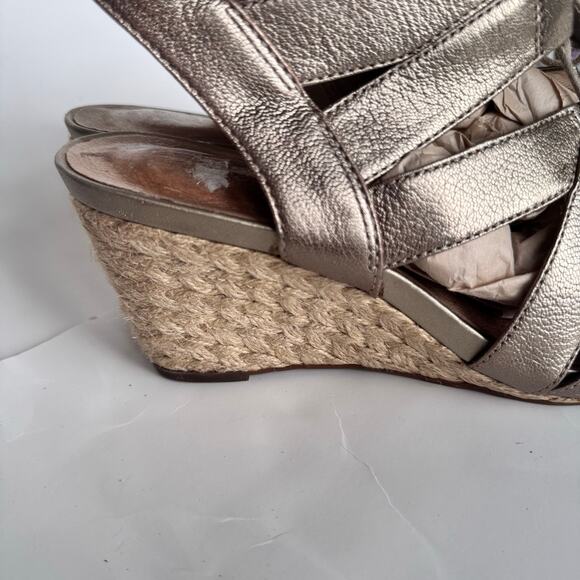 Clarks Acina Chester Metallic Leather Sandals Wedges Gladiator Lace Up 10W - Picture 5 of 10